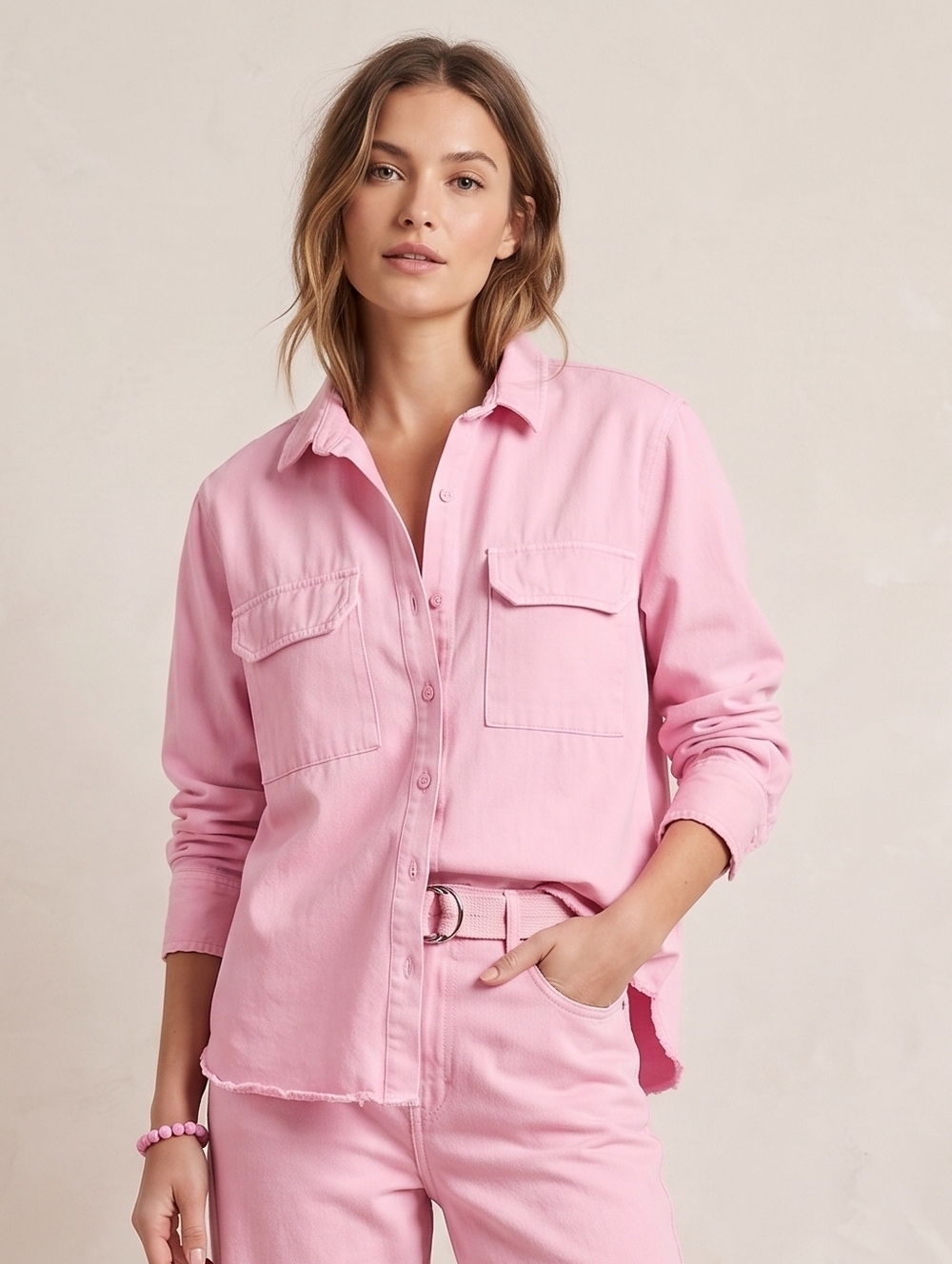 VELVET HEART - Pink Utility Button-Up Jacket